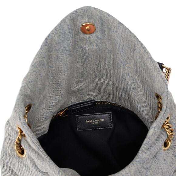 SAINT LAURENT PARIS Lulu Puffer Small Shoulder Bag 577476 Denim - Picture 2 of 9